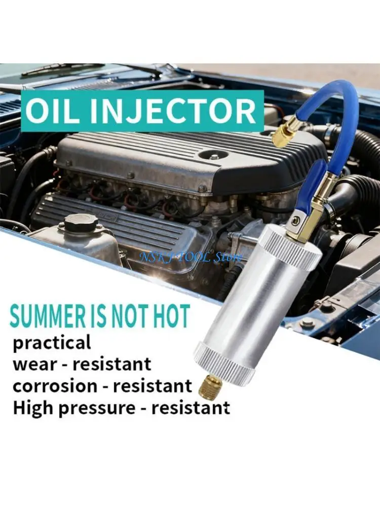 L8RC Metal AC Refrigerants Oil Injector Set Suitable for R134A And Systems