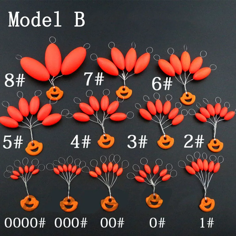 60packs/ 40 packs / lot Red Seven Star Float Night Fishing Float 6pcs/pack Oval Float Fishing Tackle Accessory B506