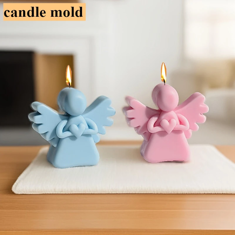 DIY Angel Hug Love Candle Silicone Mold Wings Girl Portrait Craft Gypsum Cement Soap Mold Valentine's Day Gift Home Decoration