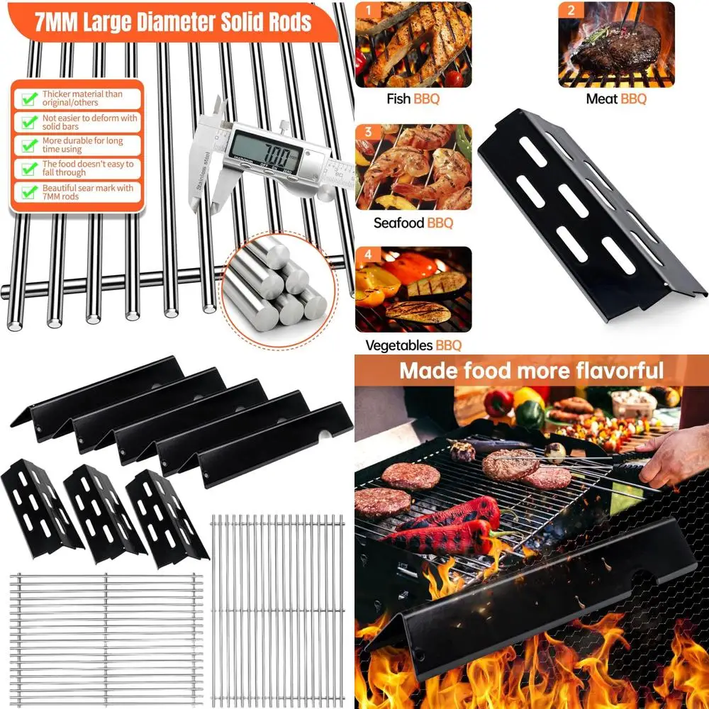 

Stainless Steel Cooking Grates & Heat Plates Replacement for Weber Genesis II 300 Series Grills
