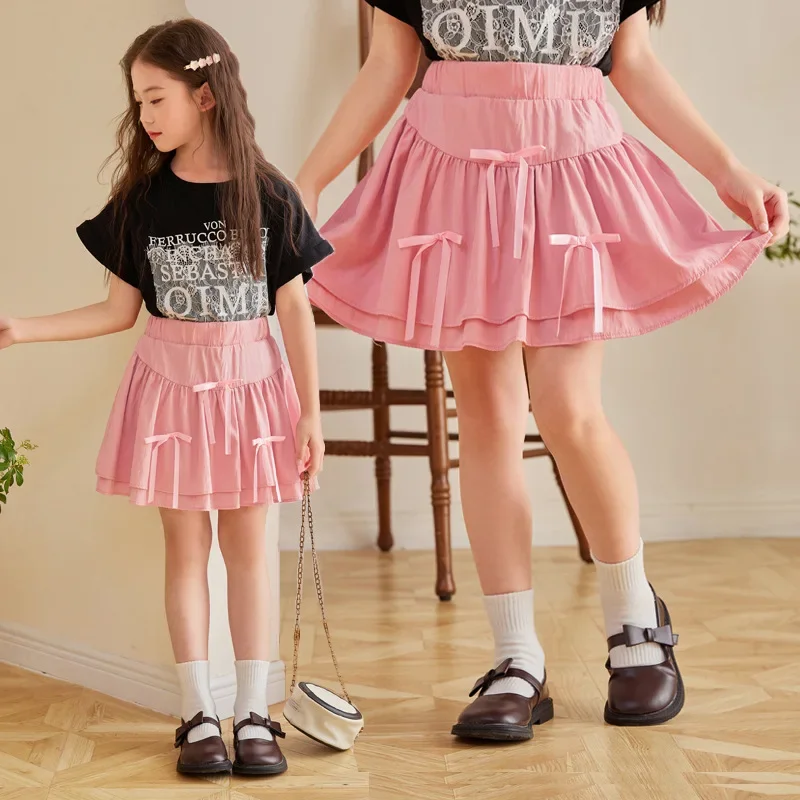 2025 New Korean Style Girls' White Skirt Summer Flowy Ruffle Mini Short Skirt Cute Layered Tulle Cake Skirt for Kids 10 12 Years