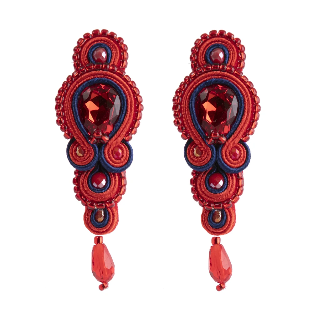 Soutache Earrings Fashion Handmade Weaving Delicate Woman Earring Soutache jewelry Crystal Accessories Dangle Earring Boho Trend