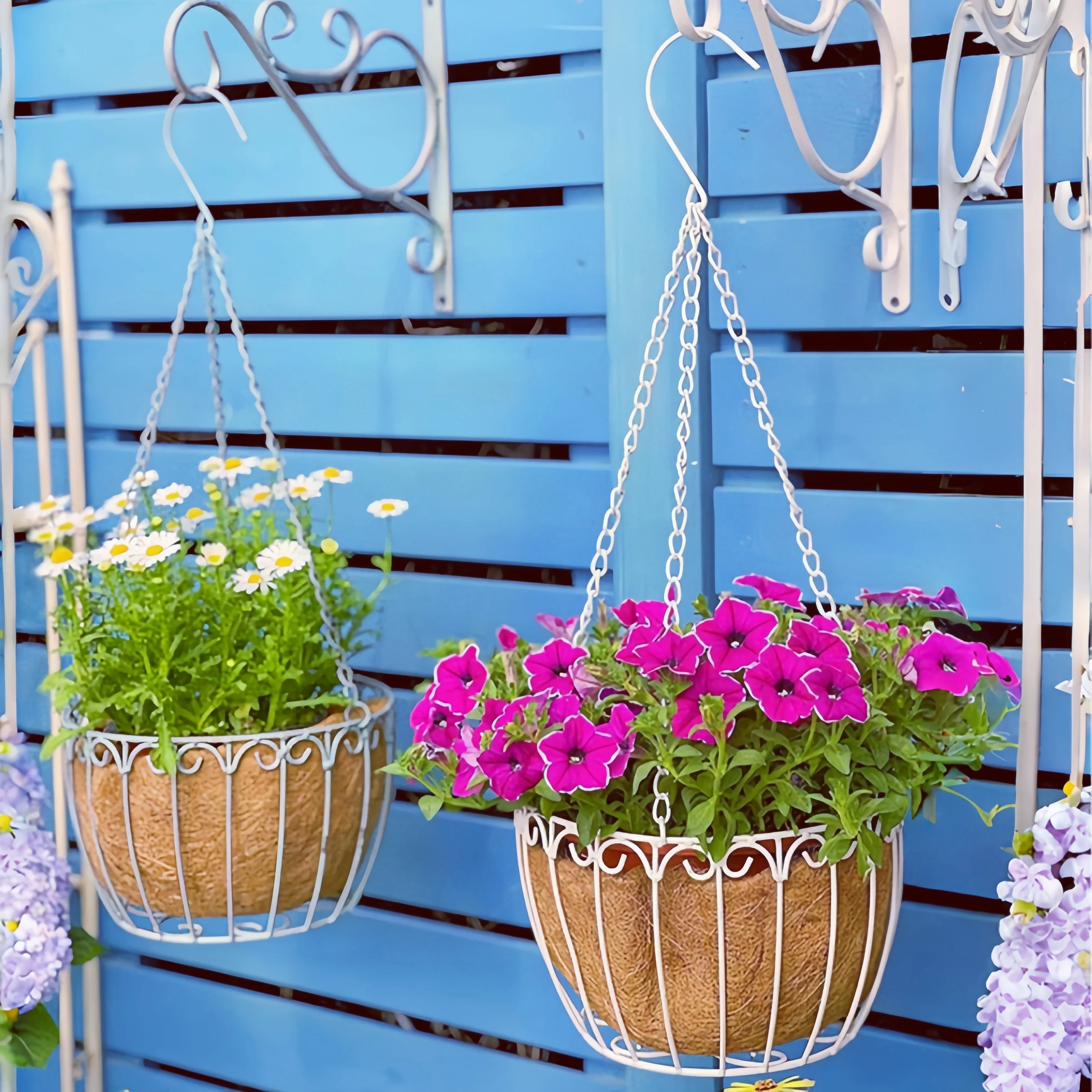 

European-Style Wrought Iron Hanging Basket Flower Pot Suspended Outdoor Plant Garden Rose Flower Stand Storage Courtyard Decoration Balcony Stand