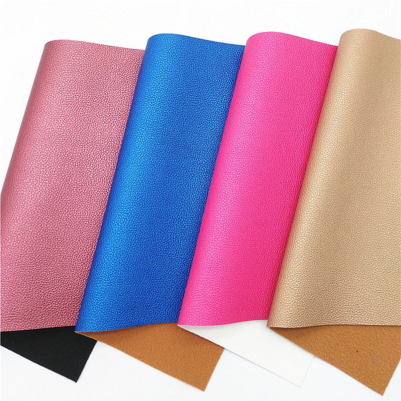 Litchi Synthetic Leather Pearlized Faux Leather Sheets Faux Fabric Vinyl with Soft Felt Backing For Bows DIY 21x29CM Q1296