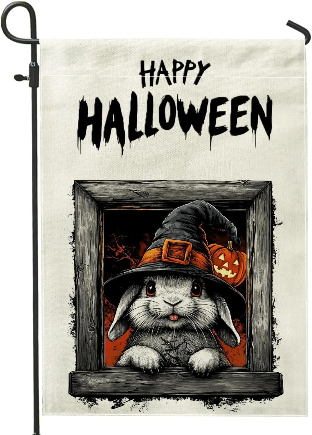 Halloween Bunny Rabbits Garden Flags 12x18 Inch Double Sided for Outside, Cute Funny Window Standard Burlap Lawn Flags, Anim yyi