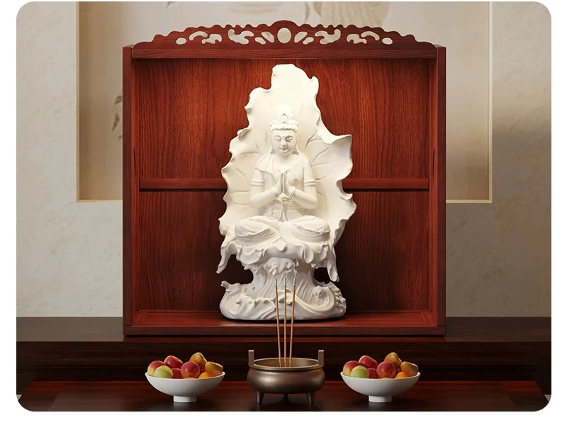 Cz new chinoiserie desktop small  shrine standing cabinet god of wealth for home incense guan gong bodhisattva worship table