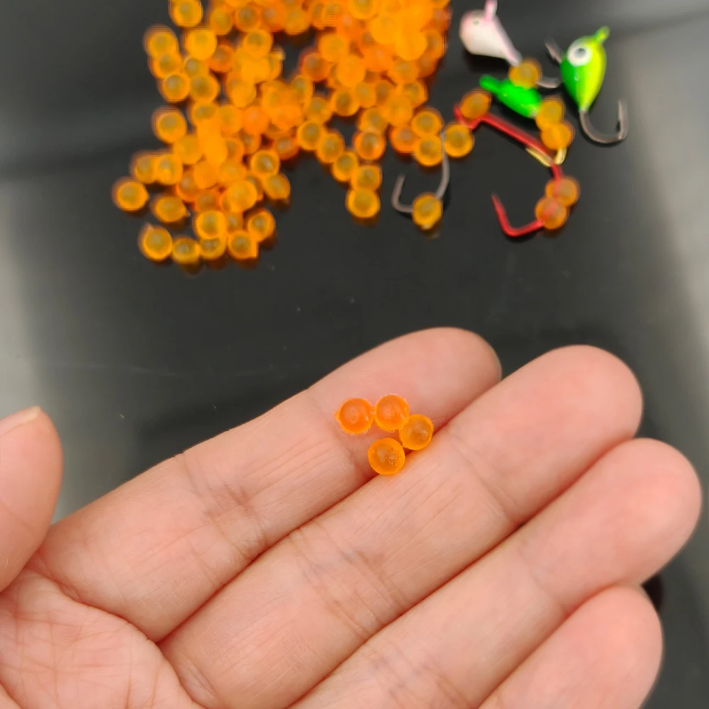 150 قطعة من طعم بيض سمك السلمون الناعم الواقعي لصيد الأسماك على الجليد والذبابة، صيد السمك النابض بالحياة لسمك السلمون المرقط، سمك السلمون، رأس فولاذي في المياه العذبة #5