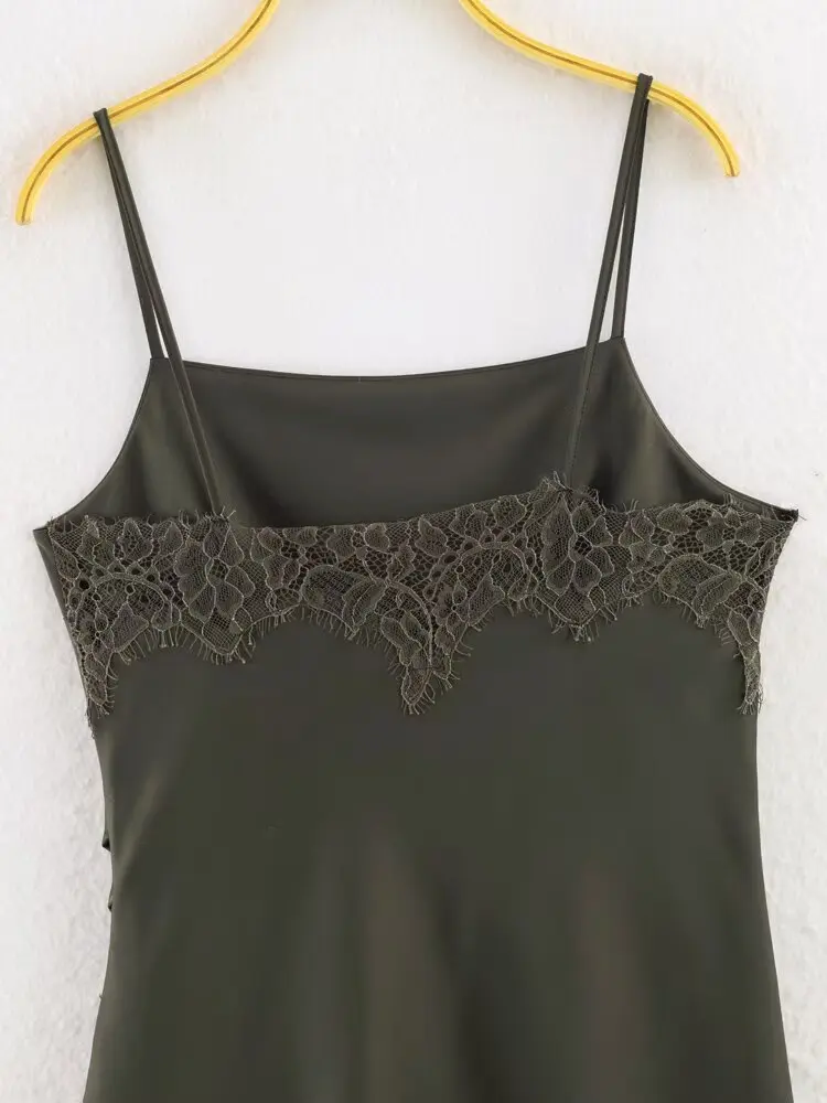 فستان كامي نسائي أخضر غير متماثل مثير من الدانتيل من KONDALA موضة 2025 فستان نادي مسائي بدون أكمام لحفلات أعياد الميلاد #3