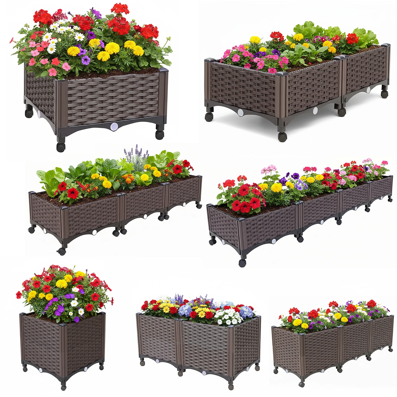 

Elevated Garden Box with Drainage Plug Outdoor Raised Garden Bed for Vegetables Flower