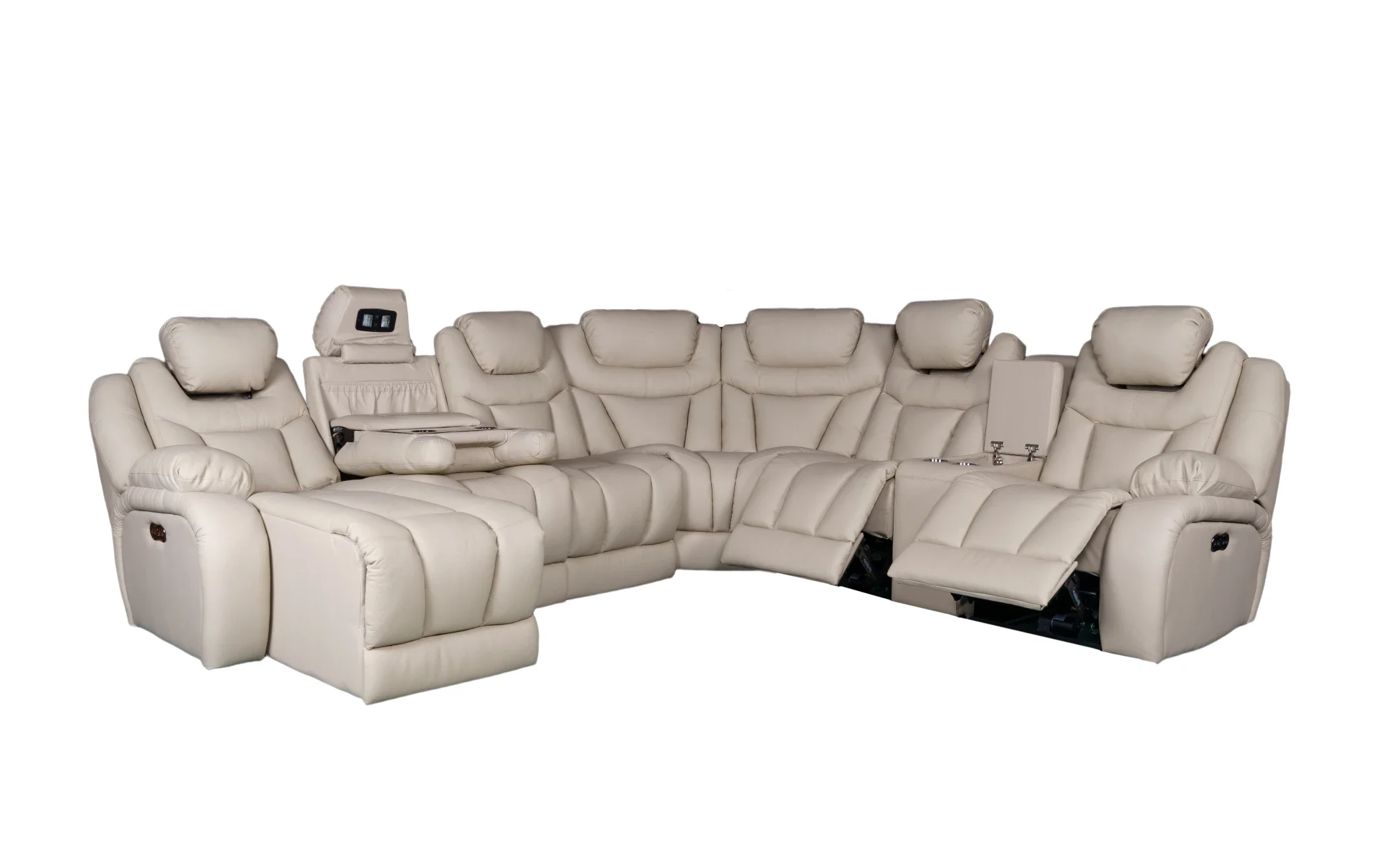 #American Style Modern Living Room Home Furniture L Shape Genuine Leather 7 Seater Electric Recliners Sofa Sets