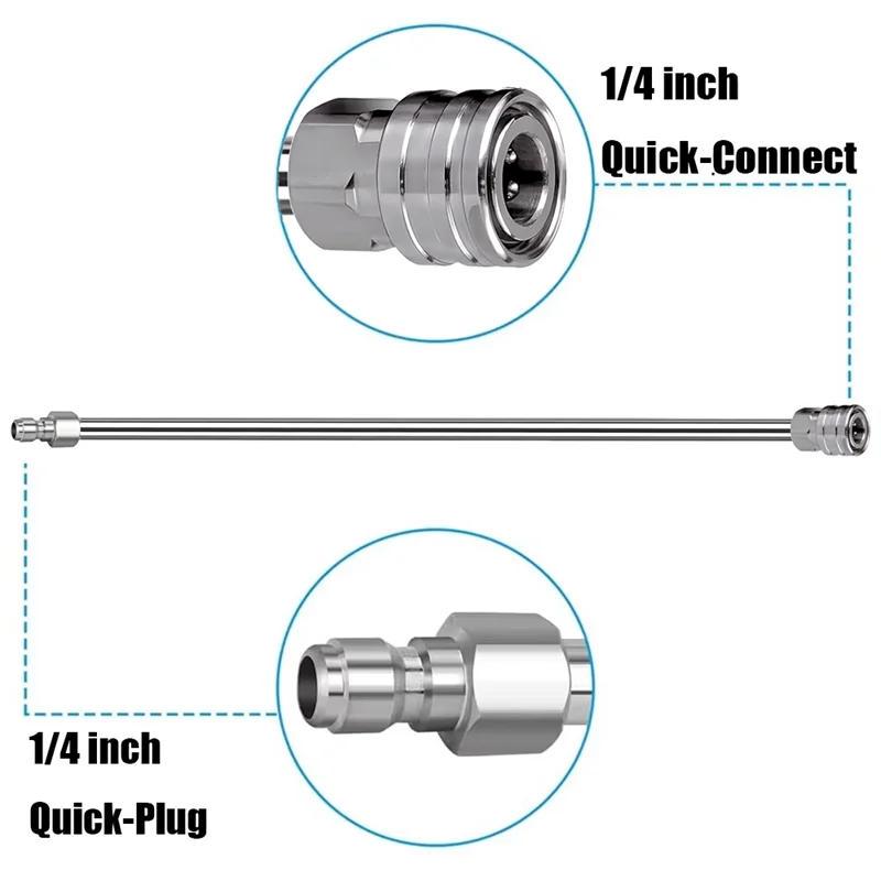 40 cm Quick Plug Verlängerung Stange Hochdruck Wasser Pistole Edelstahl Autos Zubehör Verlängerung Stange Tragbare Hochdruckreiniger – Detail 4