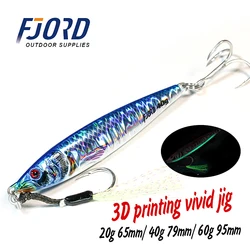 FJORD 20g 30g 40g 60g 3D Printing Vivid Shore Casting Metal Jig Fishing Lure Glow Hard Baits Fishing Tools New Arrivials 2024