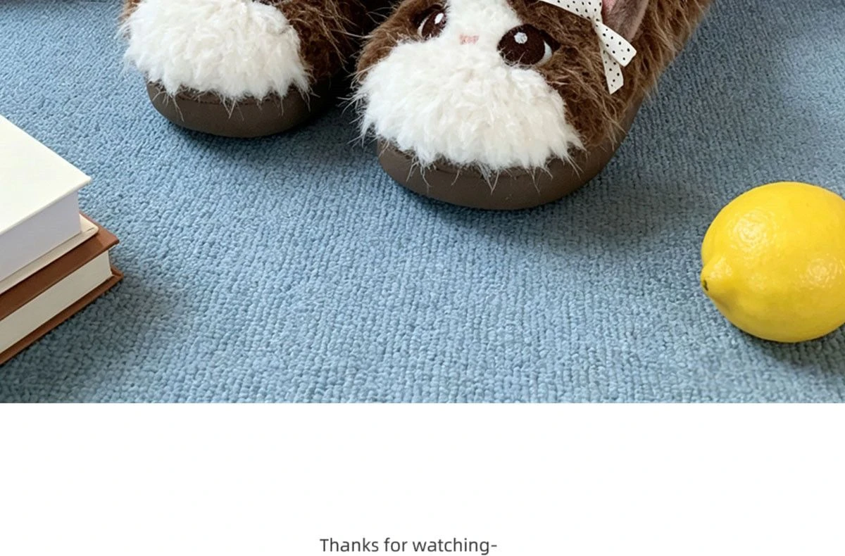 Neue Mädchenhafte Cartoon-Katzen-Hausschuhe für Damen, Flauschige Plüsch-Polka-Dot-Schleifensandalen, Kawaii Große Augen Kätzchen Warme Hausschuhe – Detail 16