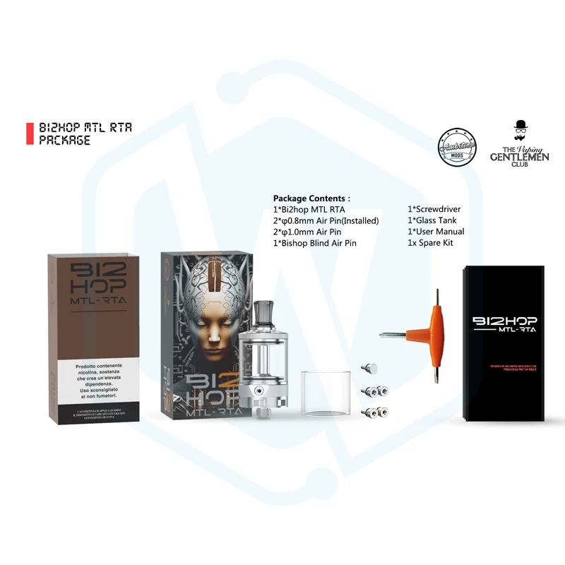 Autentyczny atomizer Bi2hop MTL RTA 22MM 2.0ML/4.0ML