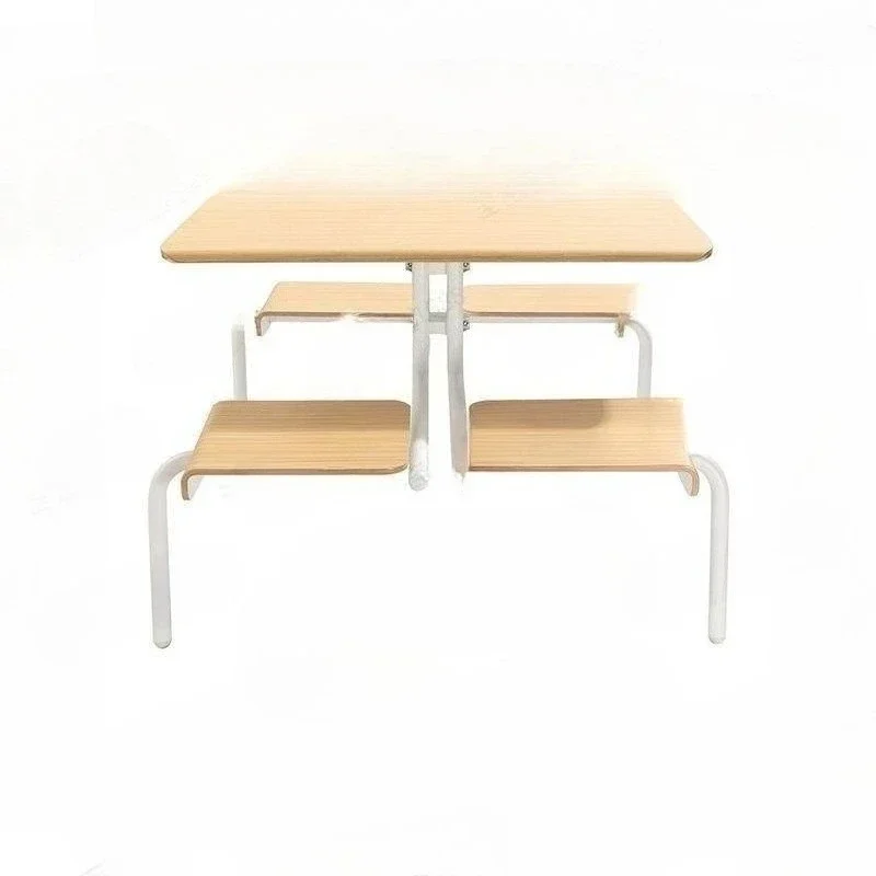 School company canteen one-piece dining table and chair combination factory canteen solid wood dining table for 4 people