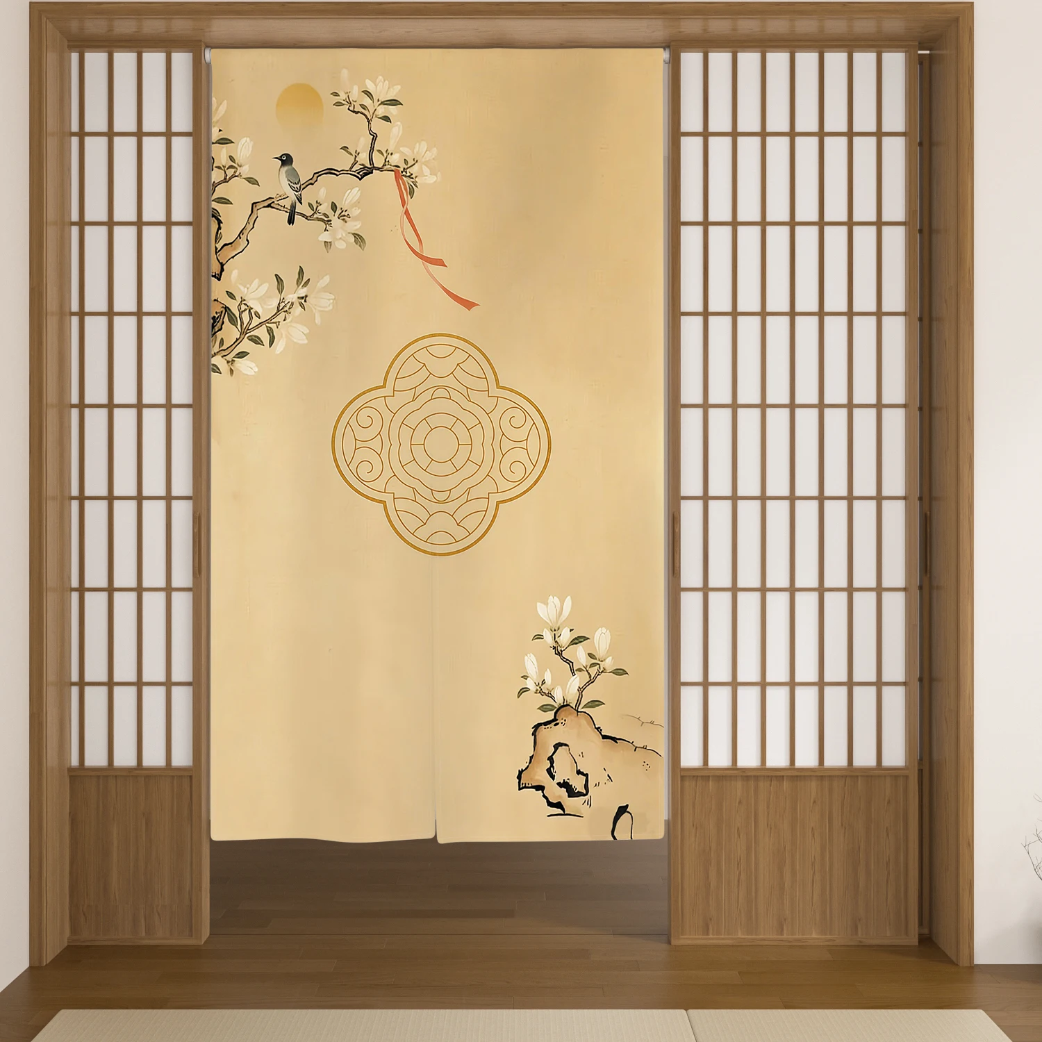Japanese Linen Door Curtain Kyoto Cat Koi Decoration Dining Room Partition Kitchen Living Room Entrance Hanging Half-Curtains