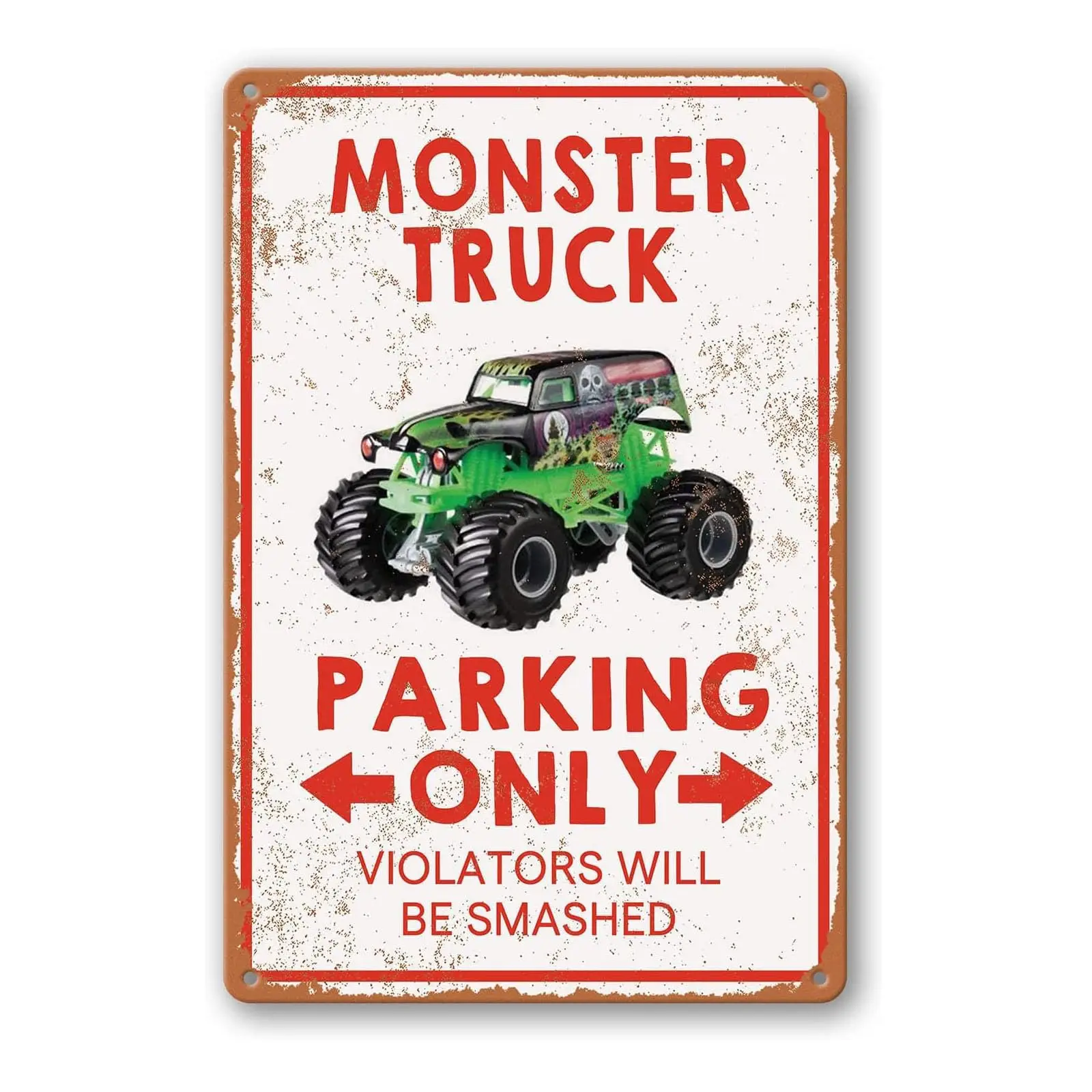 Decoración de habitación de camión monstruo para niños, letrero de dormitorio Monster Jam, decoraciones de cumpleaños para niños, suministros para fiestas, carteles de hojalata de Metal Vintage Mo