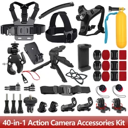 40-in-1 Action Camera Accessories Kits For GoPro Hero 13 12 11 10 9 8 7 5 Insta360 X4 X3 X2 DJI Osmo Action 5 4 3 2 AKASO SJCAM