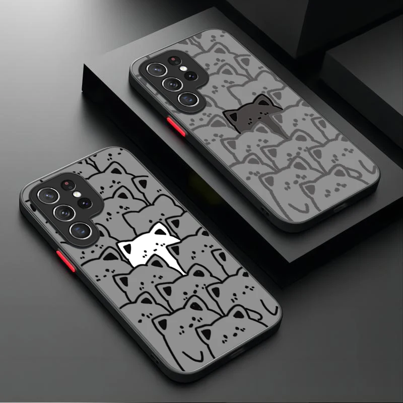 حافظة جميلة على شكل قطة جرافيتي لهاتف سامسونج جالاكسي S25 Ultra S24 S23 Plus S22 S21 FE A04S A56 A36 A26 A16 A06 A55 A35 A25 A15 5G Funda #1