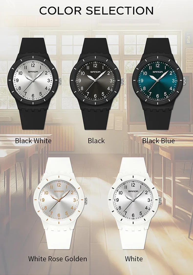 SANDA 9075 Quartz Watch For Man Woman Sport Waterproof Clock Simple Design Men's Wristwatch TPU Strap Watches