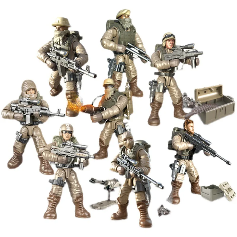 Modern Military City Army Batisbrick Mega Building Block Ww2 Desert Eagle Special Team Forces Action Figures Weapon Brick Toy