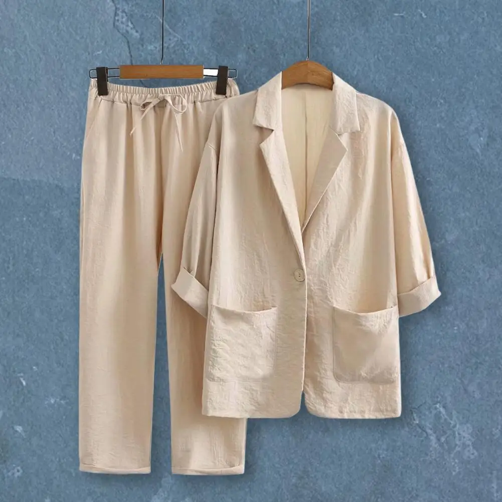 2024 Summer Thin Jacket Blazer Casual Pants Two Piece set Women Formal Blazer Shorts Suit Wide Leg Business Cardigan Shorts Suit