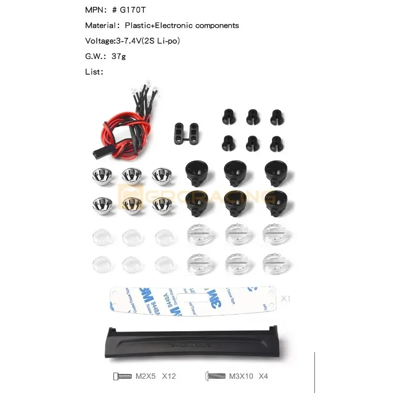 LED Roof Spotlight Searchlight for 1/10 RC Crawler Car Trxs KM Tank 300 TRX4 Bronco Blazer Wrangler SCX II  Parts