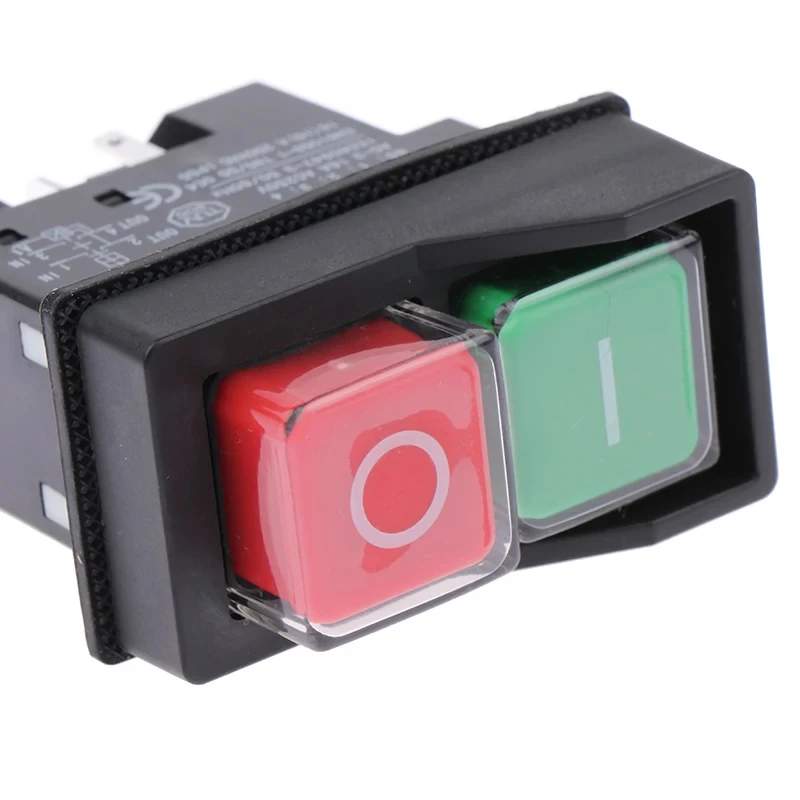 YH02A 250VAC Elektromagnetische Drucktastenschalter, Startschalter für Maschinen und Werkzeugausrüstung, wasserdichter Sicherheitsschalter IP55 16A – Detail 6