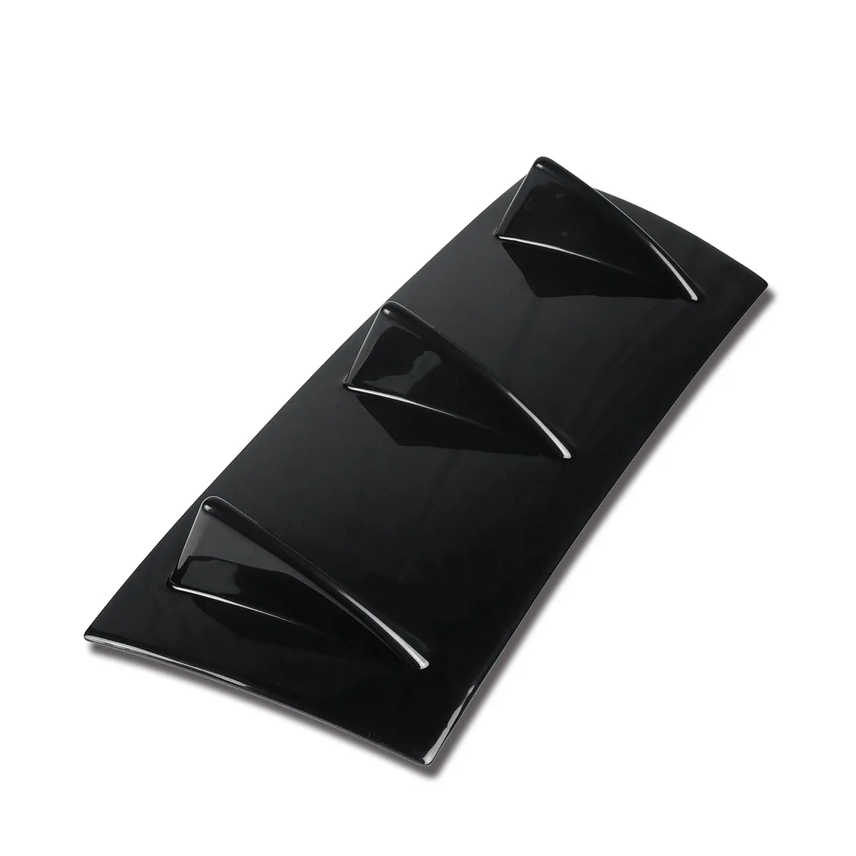 Gloss Black 14" x 6" 3 Shark Fin Wing Universal Rear Bumper Lip Diffuser