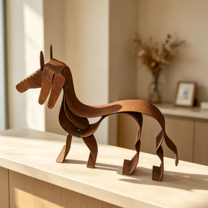 Rustic Dachshund Metal Sculpture,Dog Figurine Collection Western Decor Unique Home Accent Gift for Animal Lovers