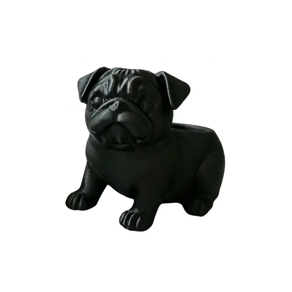 3D Printed Pug Shaped Planter Pot Funny Plastic Dog Succulent Planter Handmade Minimalist Pug Figurine Plant Holder