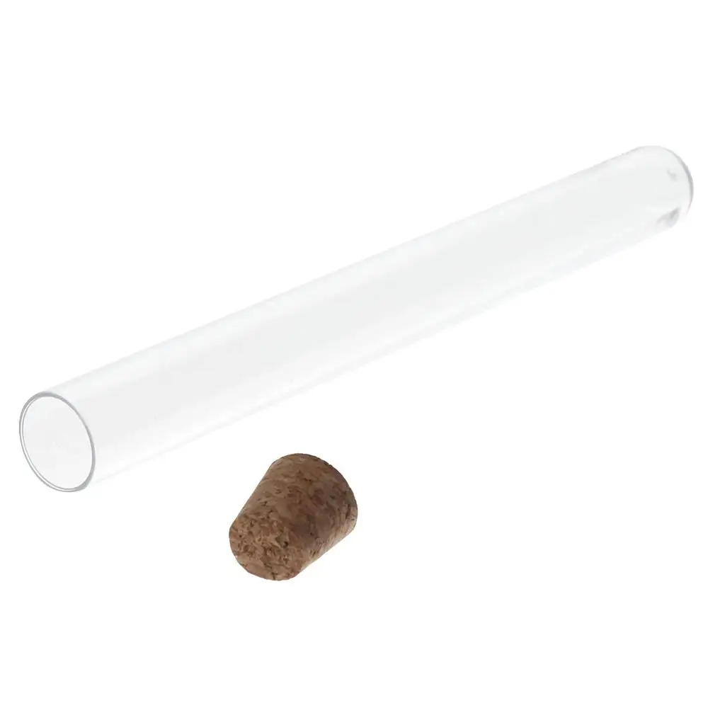 10pcs School Supplies Plastic Test Tube Clear 23ml Vol Science Tubes 16x150mm with Cork Stoppers Burette Candy Storage