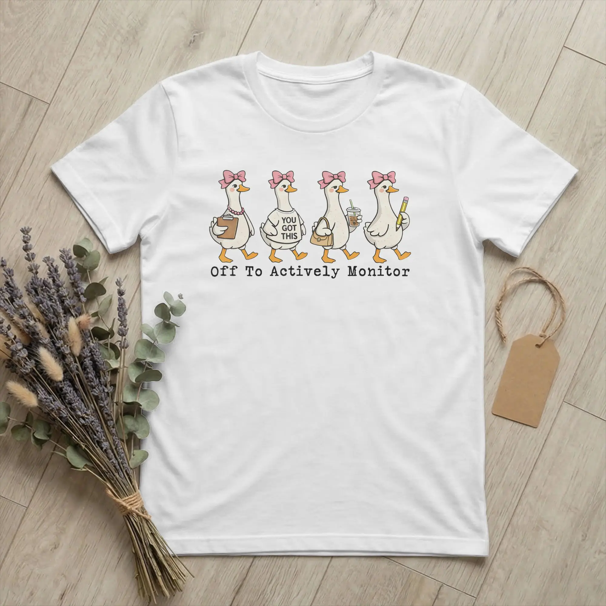 Off to Actively Monitor Teacher Testing Day Goose T-Shirt Men Cotton Tees O Neck Short Sleeve T Shirts Birthday Present Tops