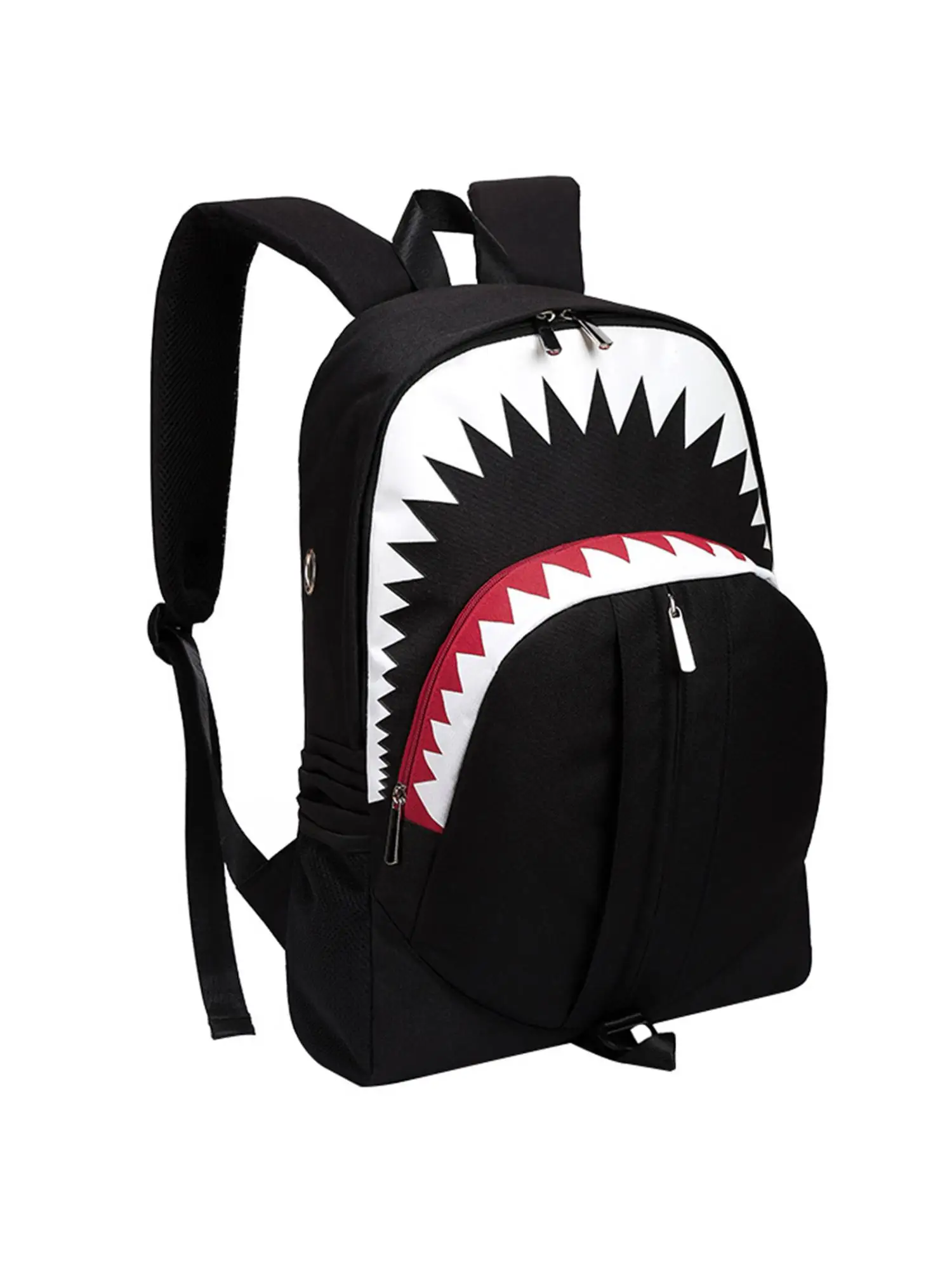 Fashion Men Backpack Shark Mouth Pattern Design Casual Shopping Multifunctional Bags for Street Travel Trip Knapsacks