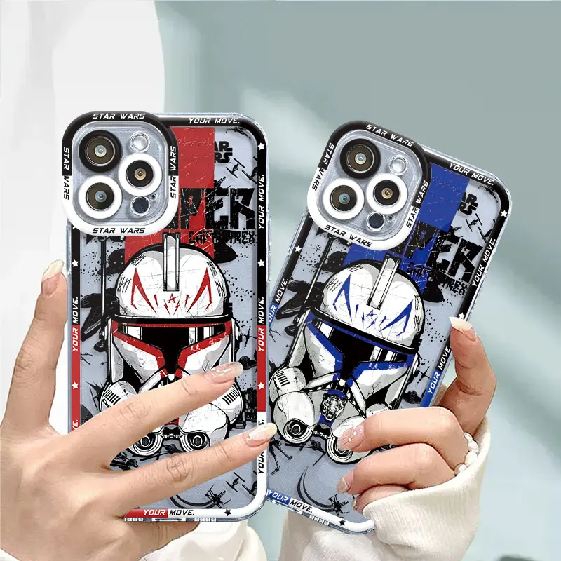 Clear Phone Case for iPhone 15 11 14 Pro Max 13 12 MINI XR X XS 8 7 6 6S Plus Funda S-Star W-Wars Cool Disney