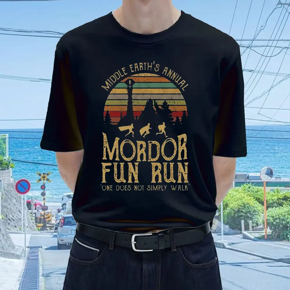 Funny Novelty Men Printed Tshirt Tops Eastry Middle Earth¡ Annual Mordor Fun Run One Does Not Simply Walk Cotton T-Shirt for Men