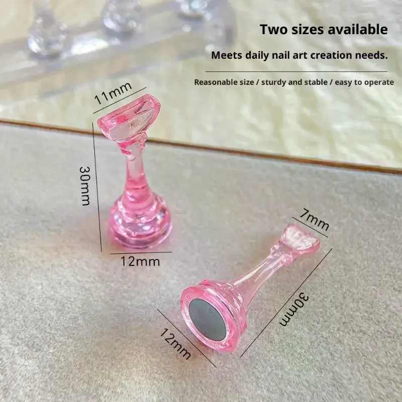 5Pcs Nail Practice Chess 3cm Elevated Acrylic Magnetic Training Nail Tips Stand Wearable Nail Display Rack Nail Tool