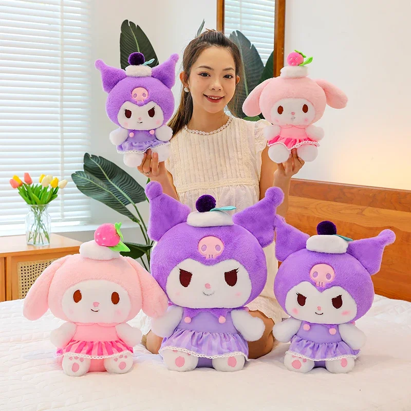 45cm Kawaii Sanrio Kuromi Melody Cinnamoroll mainan mewah boneka kartun Anime lembut boneka hewan mainan anak-anak hadiah Natal