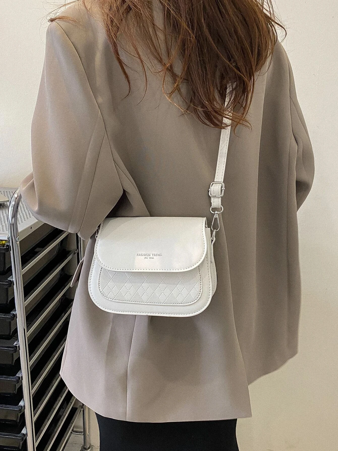 Mini Plaid Embossed Square Bag Stylish PU Leather Crossbody Bag Solid Color Flap Shoulder Bag Perfect Sling Bag For Daily Use