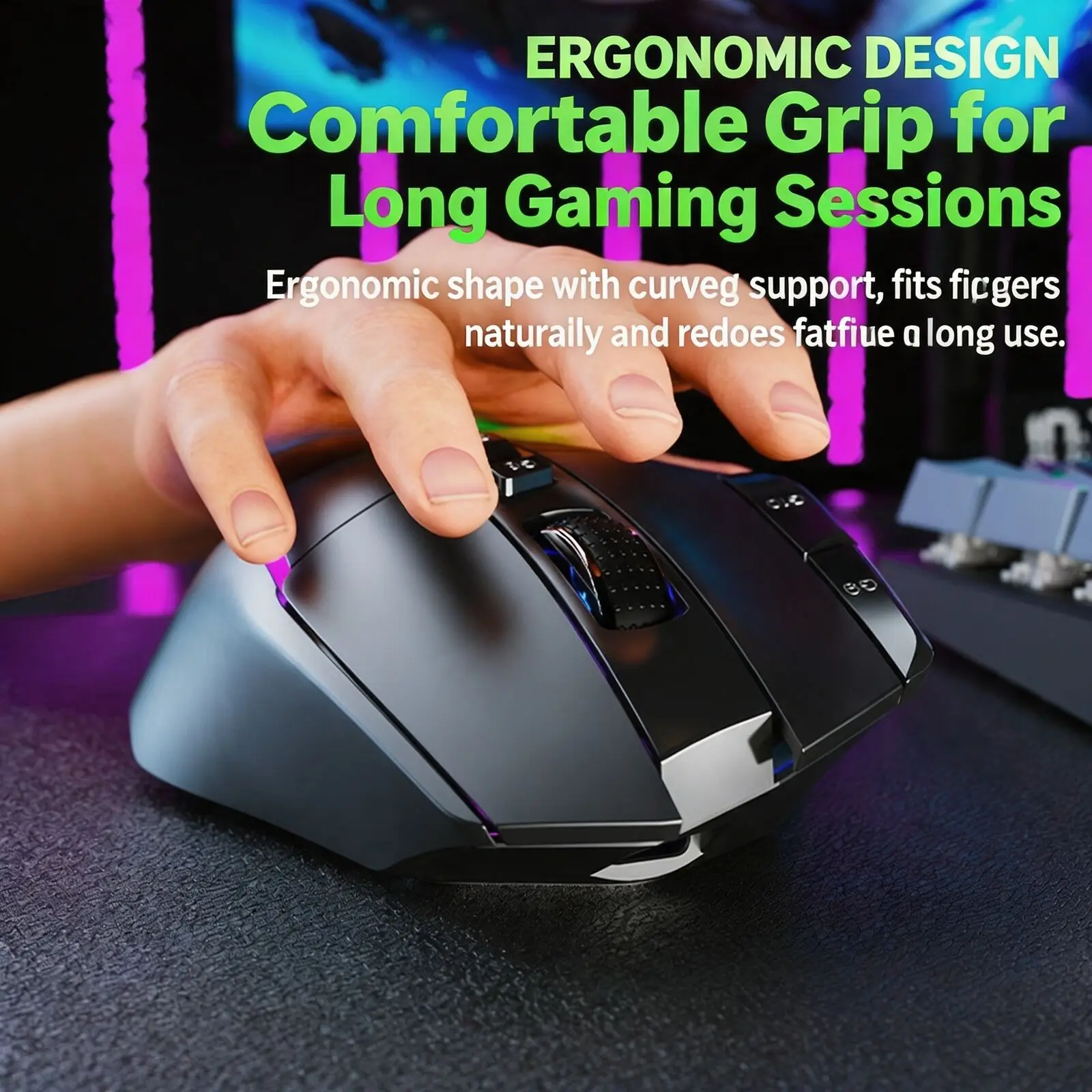 Wireless Tir-Mode Gaming Mouse 10 Keys RGB Lighting 12800DPI 1Khz Return Rate Bluetooth Mice Ergonomic Gaming Office Computer