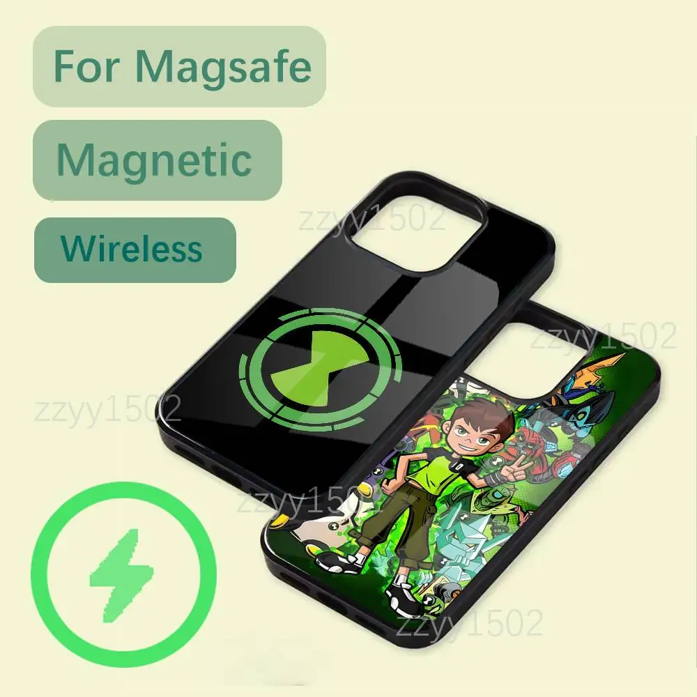 

B-Ben 10 Cartoon Omnitrix for iPhone 17,16,15,14,13,12,11 Pro,Max,Plus,X,XS,XR,SE4,E Mini Charging with MagSafe Phone Case