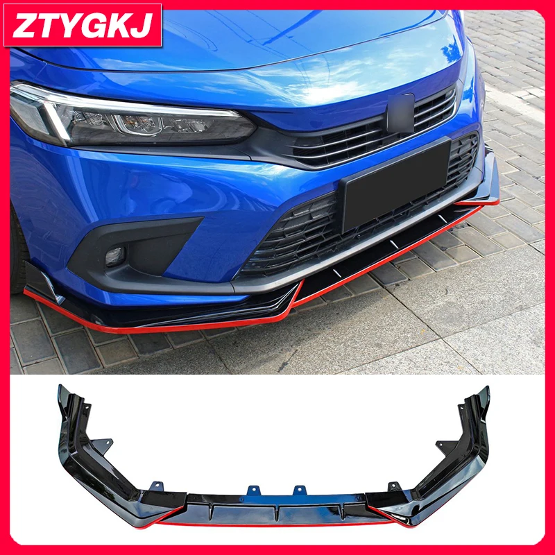 3 PCS PP Material Black Or Carbon Color Front Bumper Lip Splitters For Honda Civic 11 Generations Tuning 2022