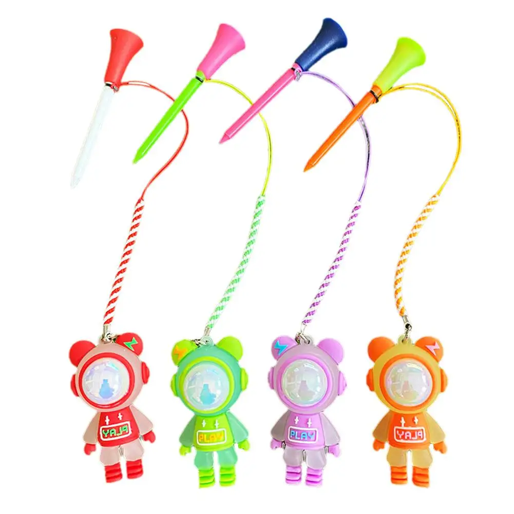 Cartoon Cute Golf Rubber Tees With Flashing Night Light Prevent Loss Golf Ball Holder With Braided Rope Outdoor Golf Accessories