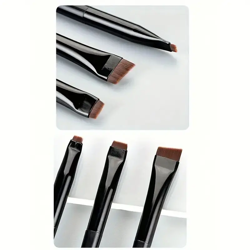 Ensemble de 3 pinceaux pour eye-liner et sourcils – Embouts ultra-fins et plats pour un contrôle précis, une application de maquillage de précision de haute qualité