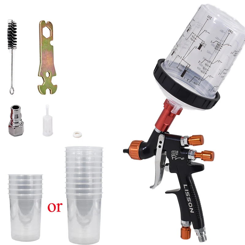 1.2mm Spray Gun With 400ml Paint Mixing Cup MINI88 HVLP Gravity Spray Gun 5/10pcs No Clean Disposable Measuring Cup Sprayer Gun