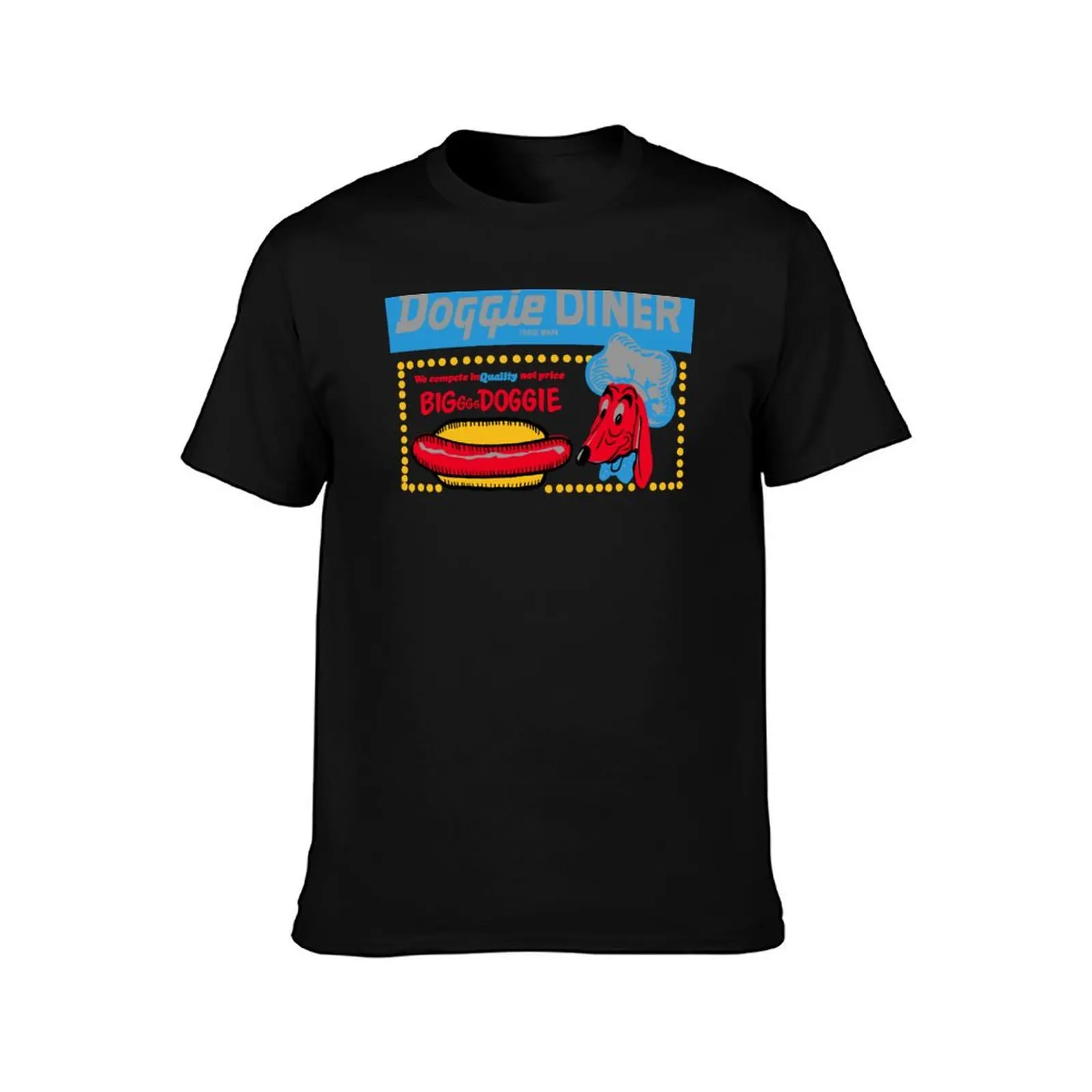 HOT DOGS - DOGGIE DINER ADVERT T-Shirt Summer Casual Cotton Tee Oversized Streetwear Tops Vintage Graphic Print 100% Cotton