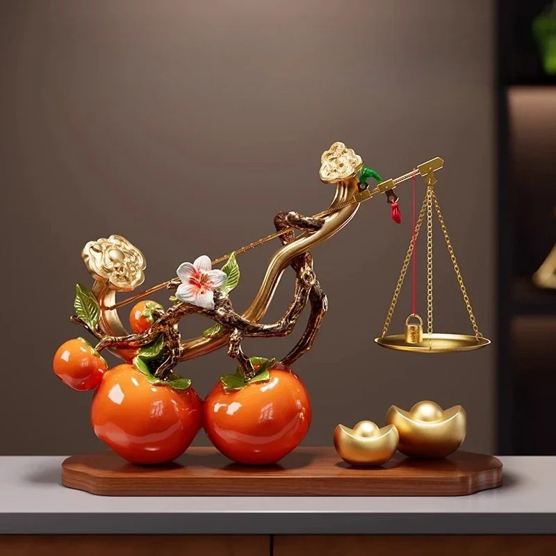 New Chinese-style persimmon Ruyi ornament, living room entrance TV cabinet wine cabinet decoration, moving house gift