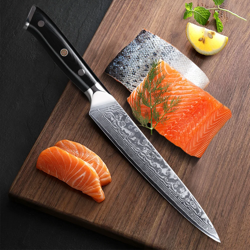 TURWHO 8 Inch Cleaver Knife 67 Layer Damascus Steel VG10  Core Sharp Meat Cleaver Chef Knife Kitchen Tools G10 Black Handle