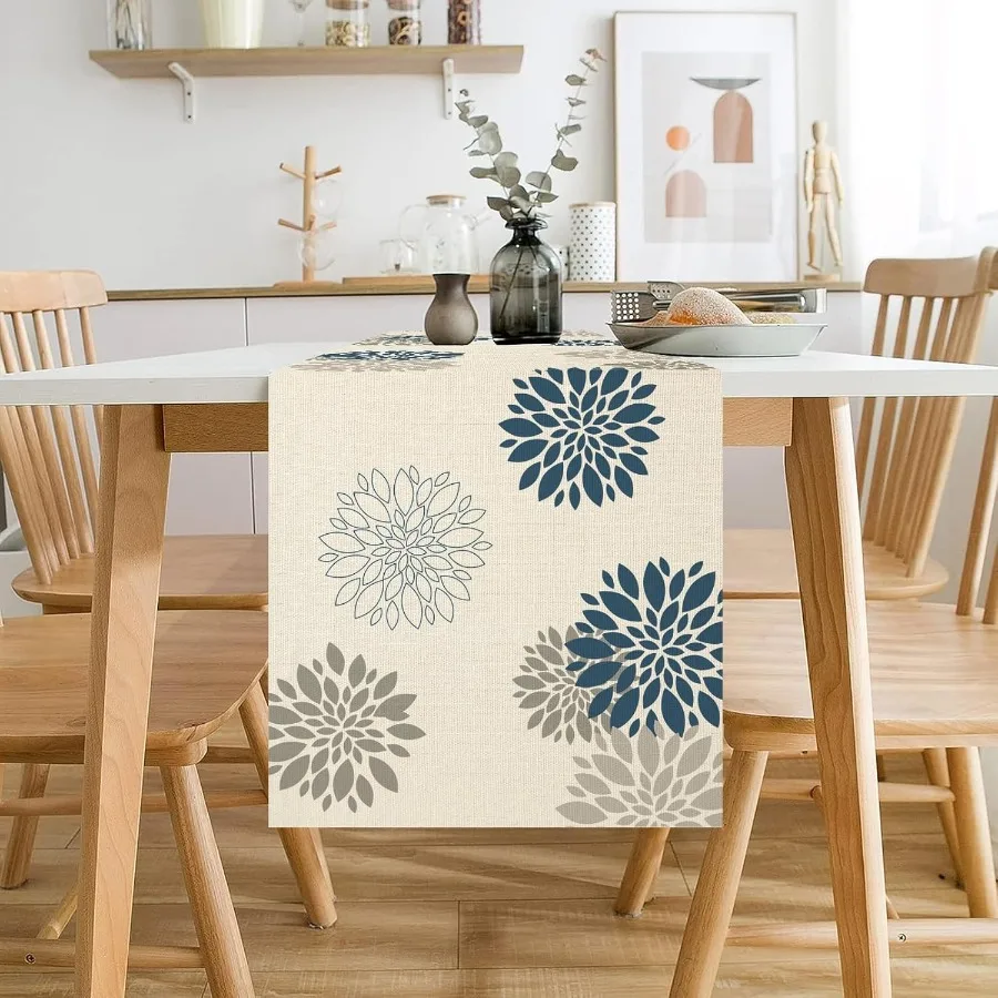 أزرق رمادي الجدول عداء داليا بينتا زهرة الجدول العدائين الحديثة الأنيقة أضاليا مزرعة هندسية الجدول مركز ديكور للمنزل #2