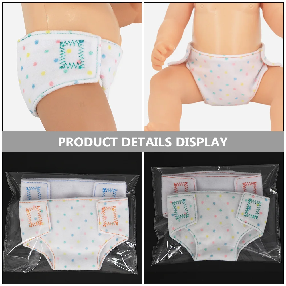 4 Pcs 18-inch Cloth Diapers Clothes Accessories Dress Up (Green+Red+Orange+Blue) 4pcs Panties Toys Dolls